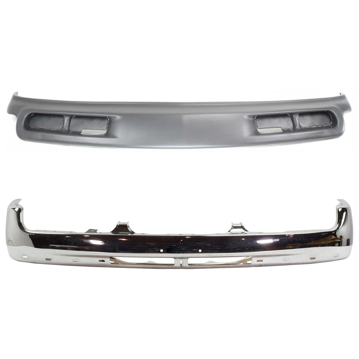 2-Piece Kit, Front Bumper, Chrome, Includes (1) Bumper and (1) Valance