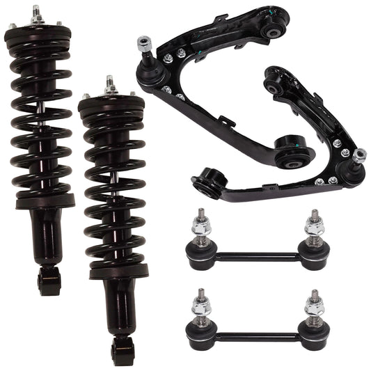 6-Piece Kit Front, Driver and Passenger Side Suspension Kit, Includes (2) Control Arm, (2) Loaded Strut, and (2) Sway Bar Link