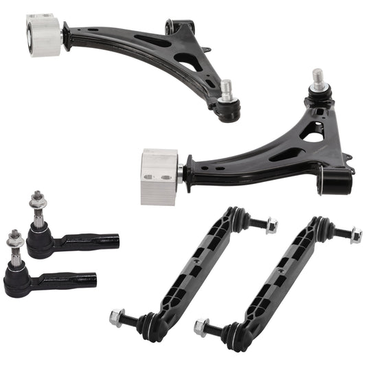 6-Piece Kit Front, Driver and Passenger Side Suspension Kit, Includes (2) Control Arm, (2) Sway Bar Link, and (2) Tie Rod End