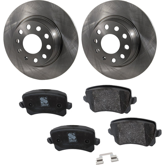 2-Wheel Set Rear Brake Disc and Pad Kit, Plain Surface 281.94 mm, Includes (2) Brake Disc and (1) Brake Pad Set