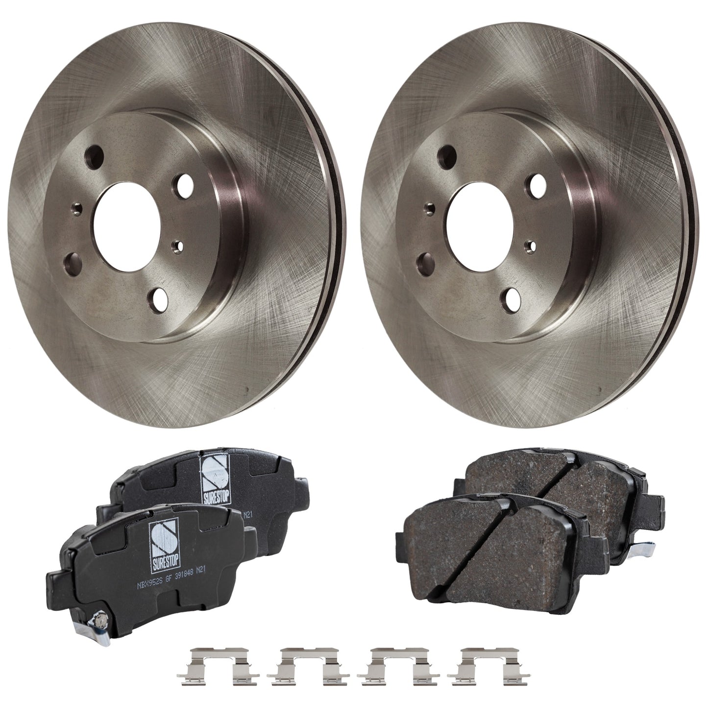 2-Wheel Set Brake Disc and Pad Kit, Plain Surface 255.02 mm, Includes (2) Brake Disc and (1) Brake Pad Set
