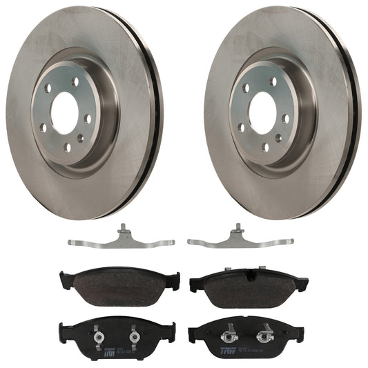 KIT-070624-17 2-Wheel Set Front Brake Disc and Pad Kit, Plain Surface 5 Lugs 344.93 mm Semi-metallic, Includes (2) Brake Disc and (1) Brake Pad Set