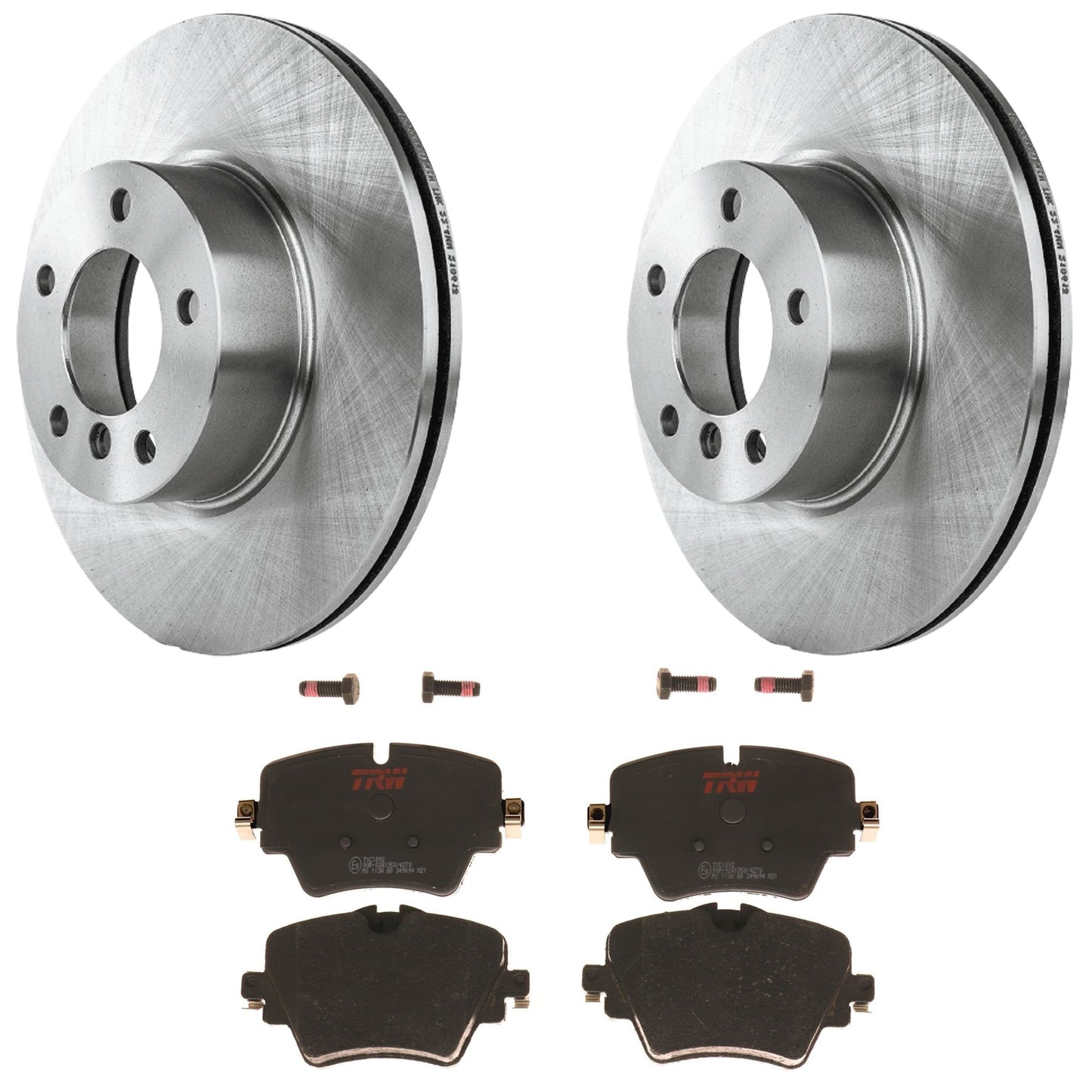 KIT-070624-231 2-Wheel Set Front Brake Disc and Pad Kit, Plain Surface 5 Lugs 311.91 mm Ceramic, Includes (1) Brake Pad Set and (2) Brake Disc