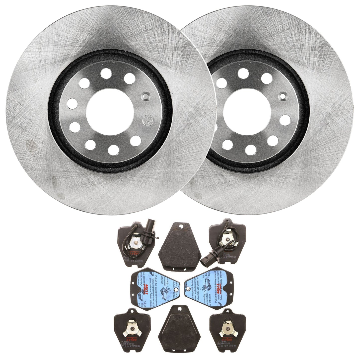 KIT-070624-34 2-Wheel Set Front Brake Disc and Pad Kit, Plain Surface 5 Lugs 311.91 mm Semi-metallic, Includes (2) Brake Disc and (1) Brake Pad Set