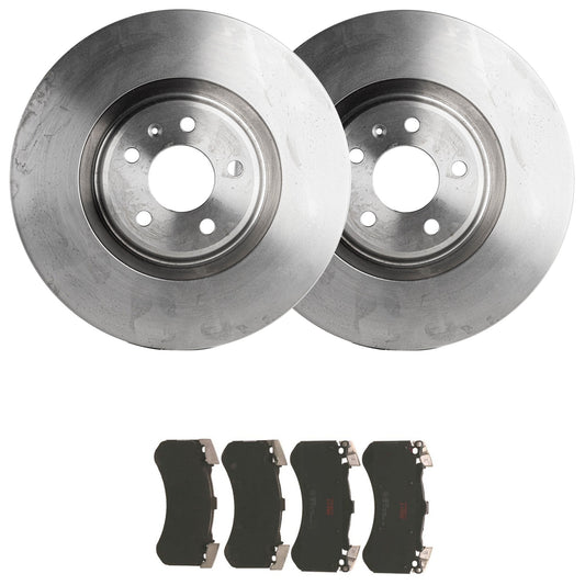KIT-070624-69 2-Wheel Set Front Brake Disc and Pad Kit, Plain Surface 5 Lugs 356.11 mm Semi-metallic, Includes (2) Brake Disc and (1) Brake Pad Set