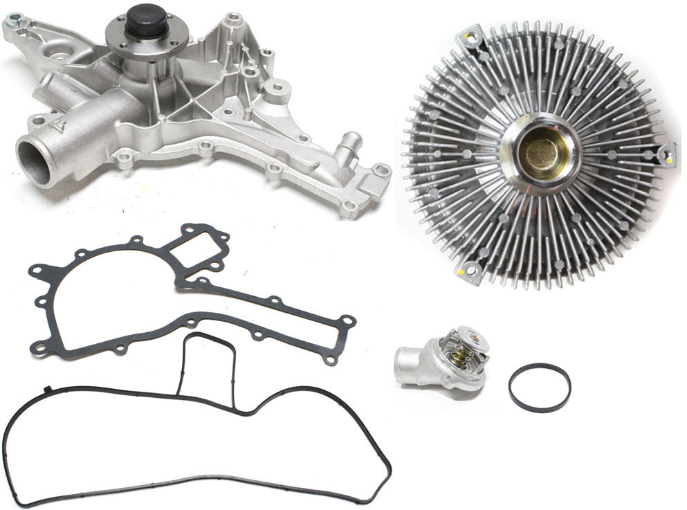 3-Piece Kit Water Pump, New, Includes (1) Water Pump, (1) Water Outlet and (1) Fan Clutch