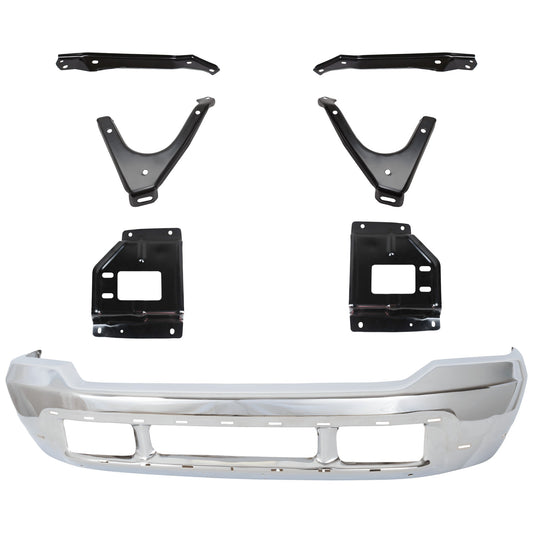 7-Piece Kit, Front Bumper, Chrome, Includes (1) Bumper and (6) Bumper Bracket
