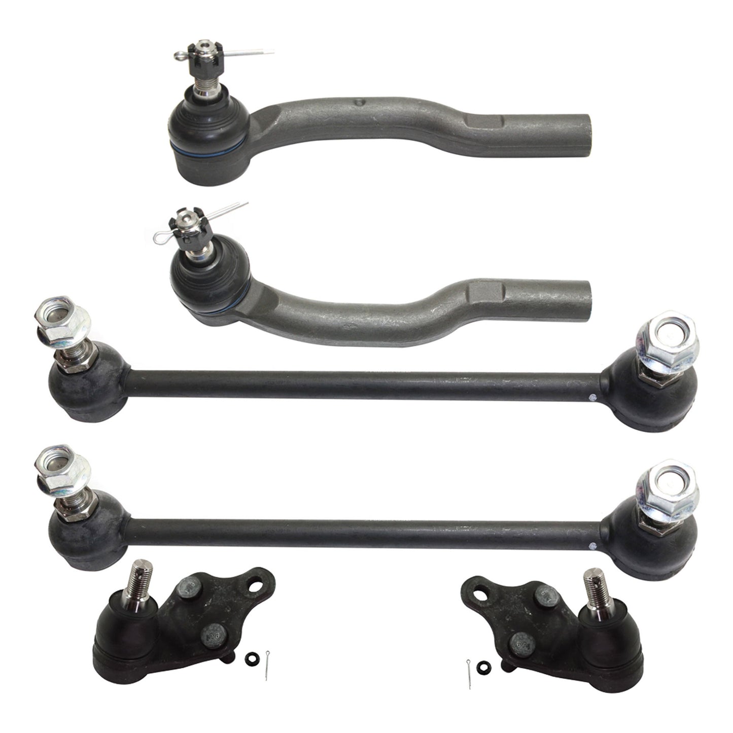 6-Piece Kit Front, Driver and Passenger Side Suspension Kit, Includes (2) Tie Rod End, (2) Ball Joint and (2) Sway Bar Link