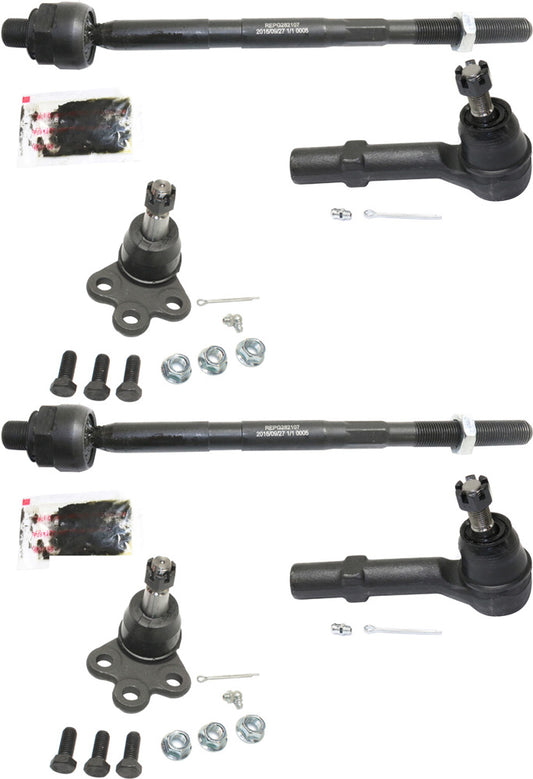 6-Piece Kit Front, Driver and Passenger Side Suspension Kit, Includes (2) Ball Joint and (4) Tie Rod End