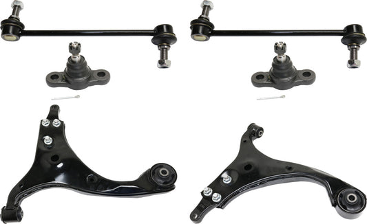 6-Piece Kit Front, Driver and Passenger Side, Lower Control Arm Kit, Includes (2) Ball Joint, (2) Control Arm, and (2) Sway Bar Link
