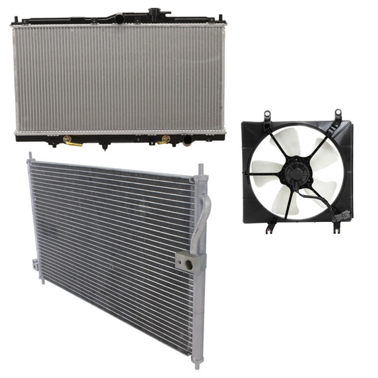 3-Piece Kit A/C Condenser, 2.2L, 4Cyl, Includes (1) A/C Condenser, (1) Cooling Fan Assembly and (1) Radiator