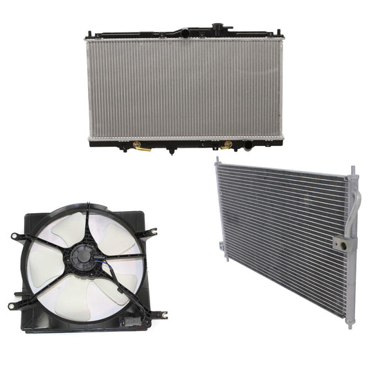 3-Piece Kit A/C Condenser, 2.2L, 4Cyl, Includes (1) A/C Condenser, (1) Cooling Fan Assembly and (1) Radiator