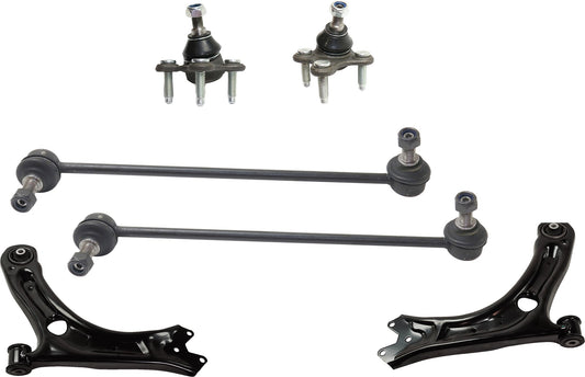 6-Piece Kit Front, Driver and Passenger Side Control Arm, includes (2)Ball Joint, (2)Control Arm and (2)Sway Bar Link