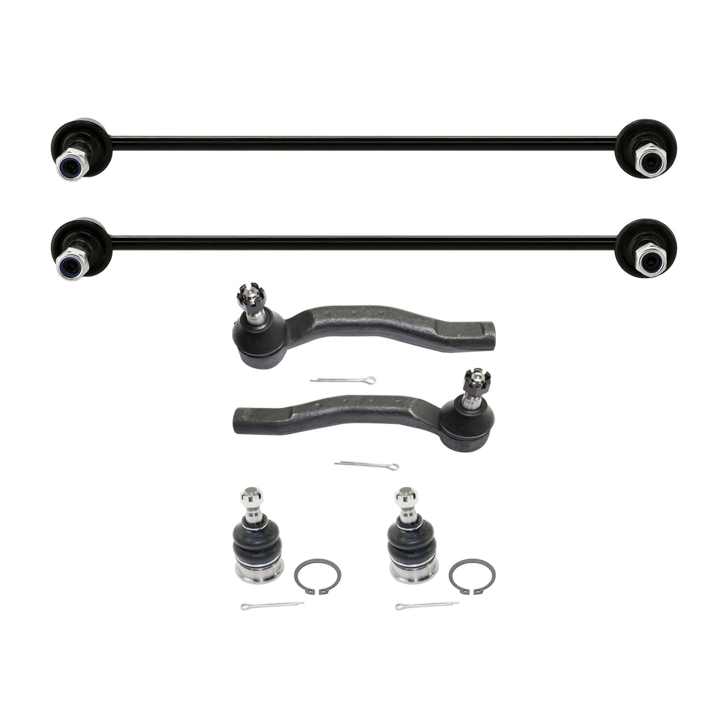 6-Piece Kit Front Sway Bar Link, Includes (2)Ball Joint, (2)Sway Bar Link and (2)Tie Rod End