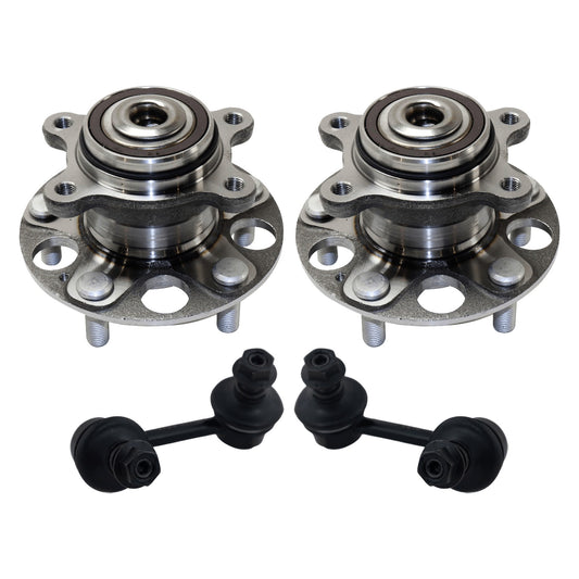 2-Wheel Set Rear, Driver and Passenger Side Wheel Hub, 5 Lugs, With Bearing, Includes (2) Sway Bar Link and (2) Wheel Hub