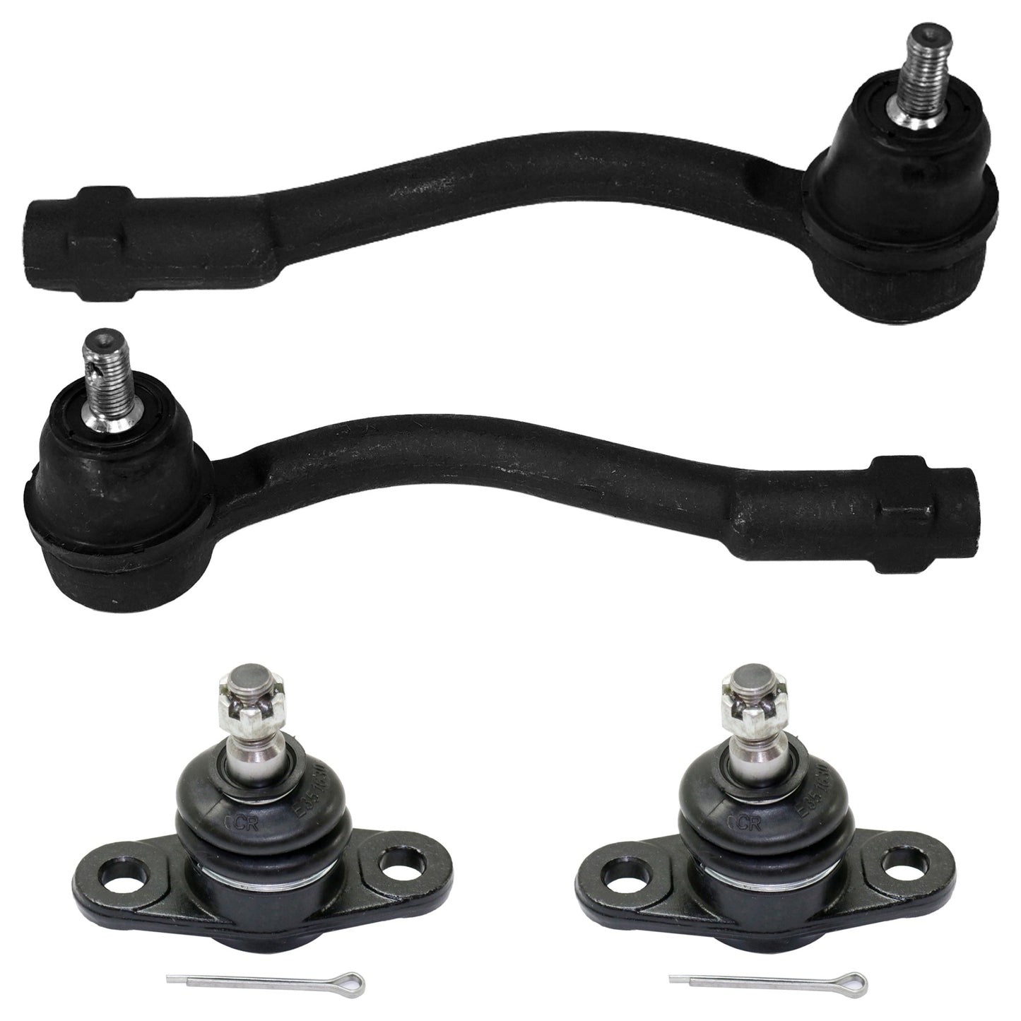4-Piece Kit Front, Driver and Passenger Side, Outer Tie Rod End Includes (2)Ball Joint and (2)Tie Rod End