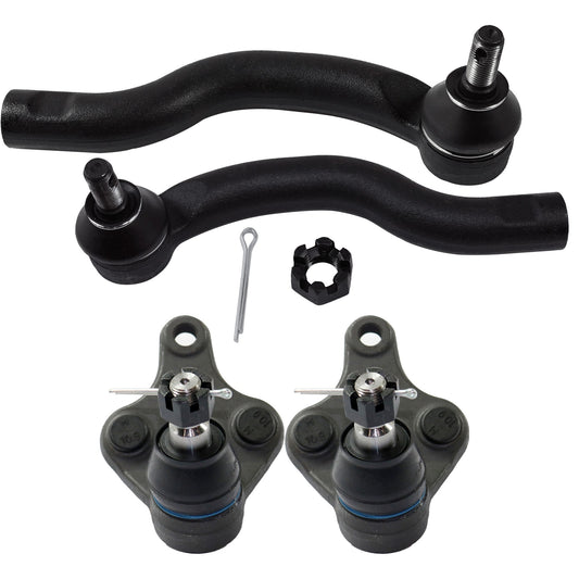 4-Piece Kit Front, Driver and Passenger Side, Outer Tie Rod End Includes (2)Ball Joint and (2)Tie Rod End