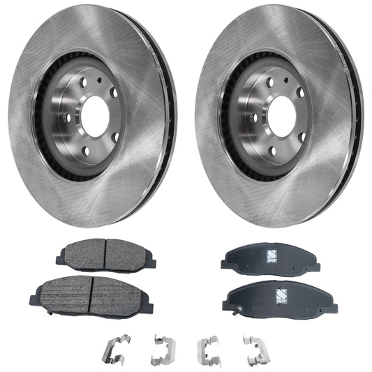 2-Wheel Set Front Brake Disc and Pad Kit, Plain Surface 5 Lugs 344.93 mm, Includes (1) Brake Pad Set and (2) Brake Disc