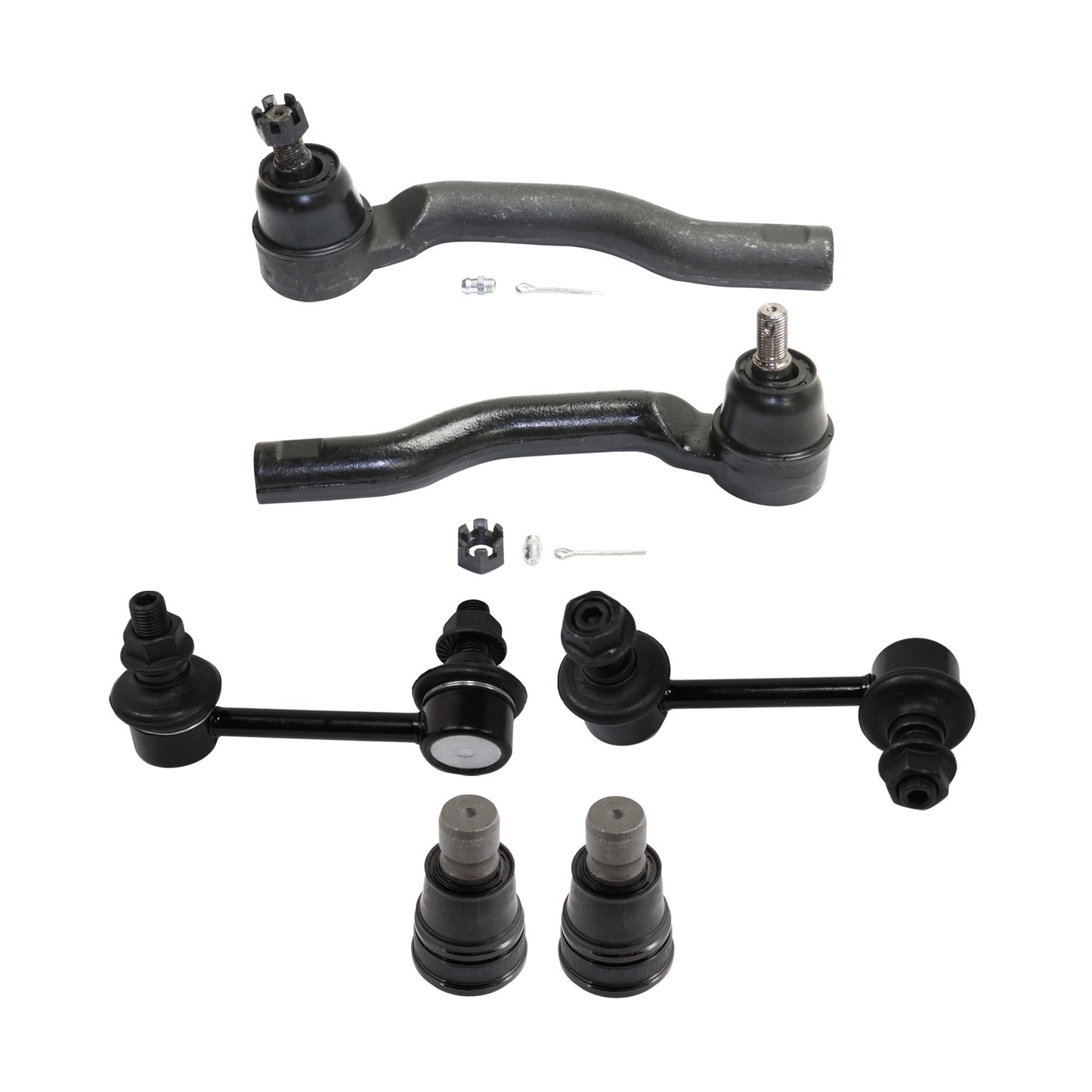 6-Piece Kit Front, Driver and Passenger Side, Outer Tie Rod End Includes (2) Ball Joint, (2) Sway Bar Link and (2) Tie Rod End