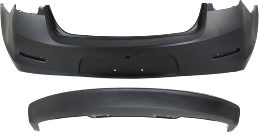 2-Piece Kit, Rear Primed Bumper Cover, For Models Without Rear View Camera, CAPA Certified, Includes (1) Bumper Cover and (1) Valance