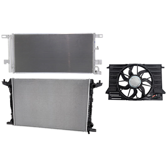 3-Piece Kit A/C Condenser, 2.0L, 4Cyl, Includes (1) A/C Condenser, (1) Radiator and (1) Cooling Fan Assembly