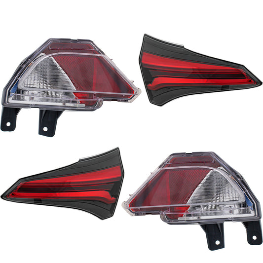 4-Piece Kit Driver and Passenger Side Back Up Light Without bulb(s), Includes (2) Tail Light and (2) Back Up Light