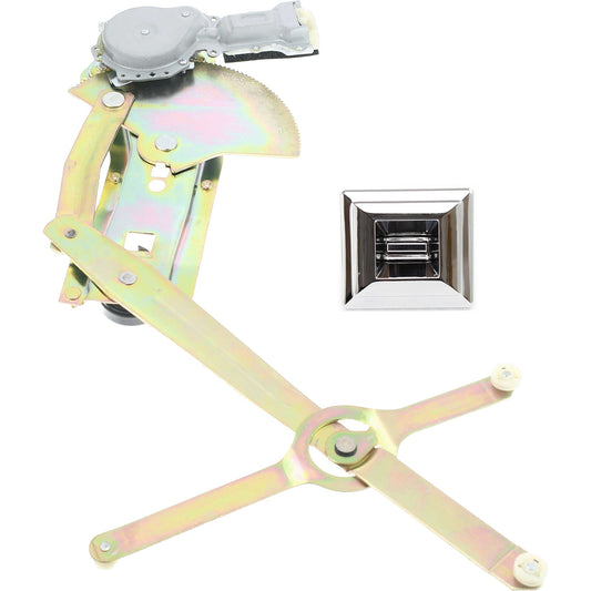 2-Piece Kit, Front, Passenger Side Power Window Regulator, Hand-Crank Type, Includes (1) Window Regulator and (1) Window Switch
