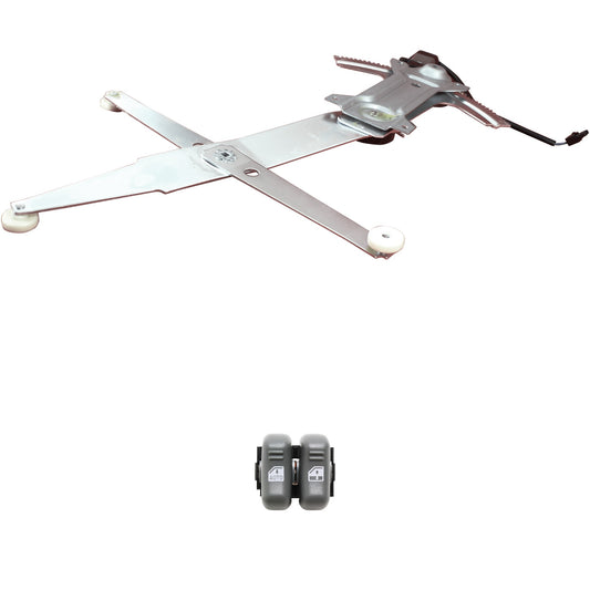 2-Piece Kit, Front Driver Side Power Window Regulator, With Motor, Includes (1) Window Regulator and (1) Window Switch