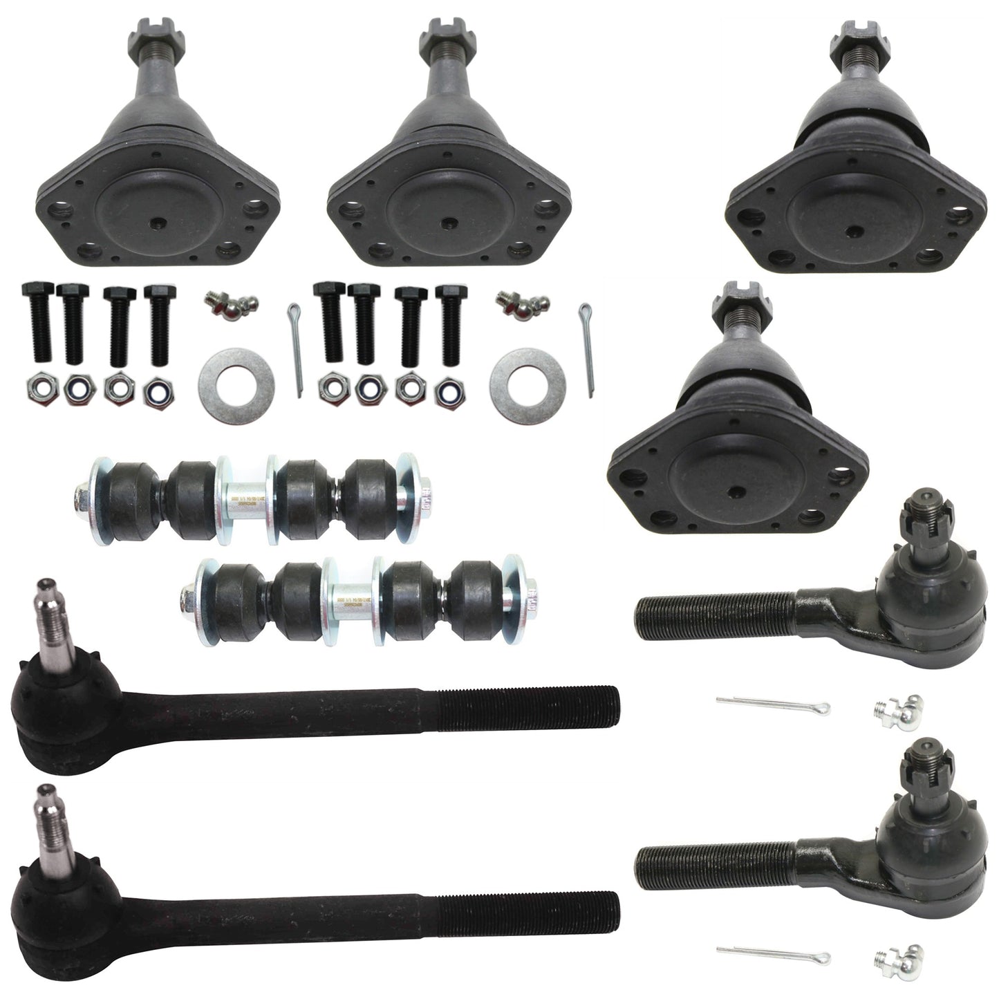 10-Piece Kit Front Suspension Kit, Includes (4) Ball Joint, (2) Sway Bar Link, and (4) Tie Rod End