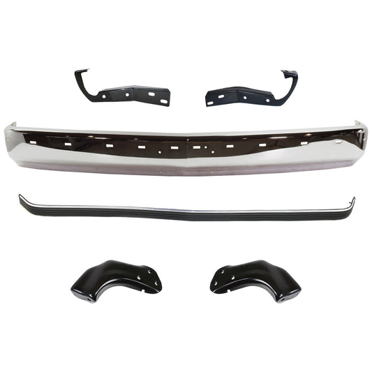 6-Piece Kit, Front Bumper, Chrome, Includes (1) Bumper, (4) Bumper Bracket, and (1) Bumper Trim