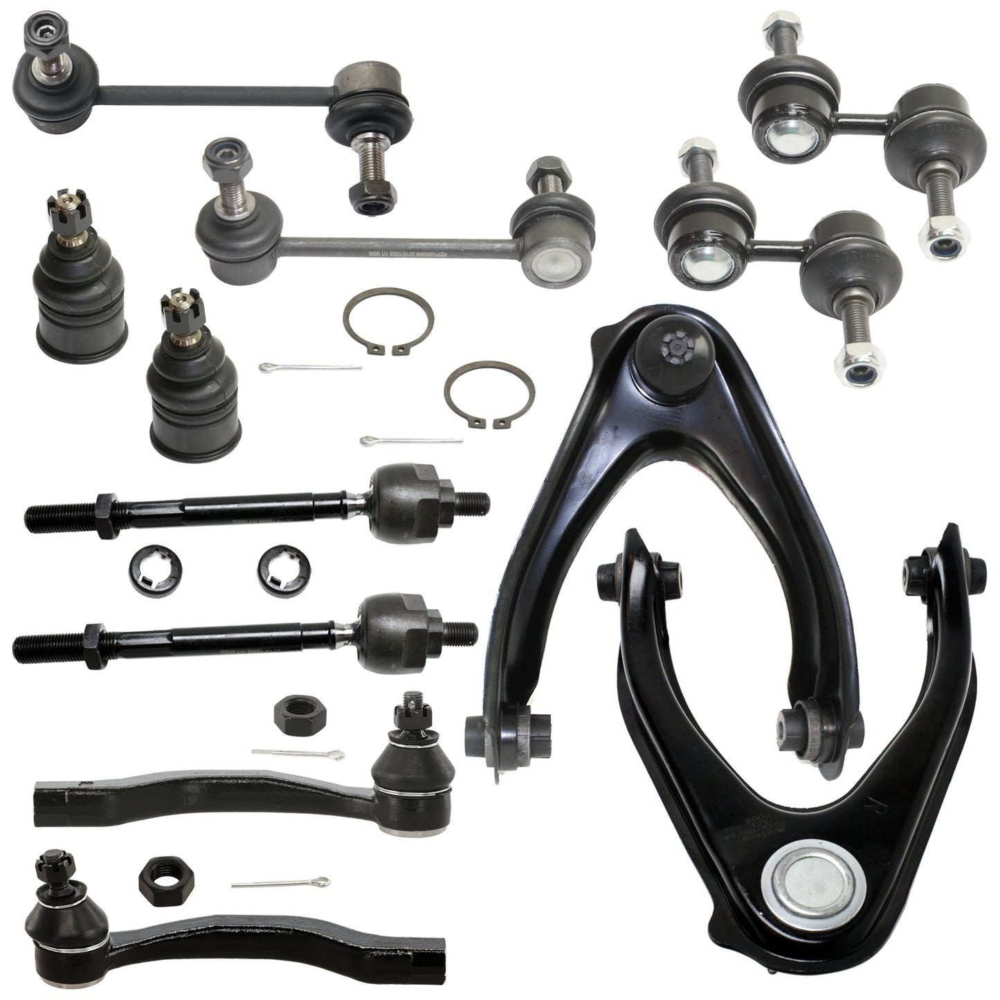 12-Piece Kit Driver and Passenger Side Suspension Kit, Includes (4) Tie Rod End, (2) Control Arm, (4) Sway Bar Link and (2) Ball Joint