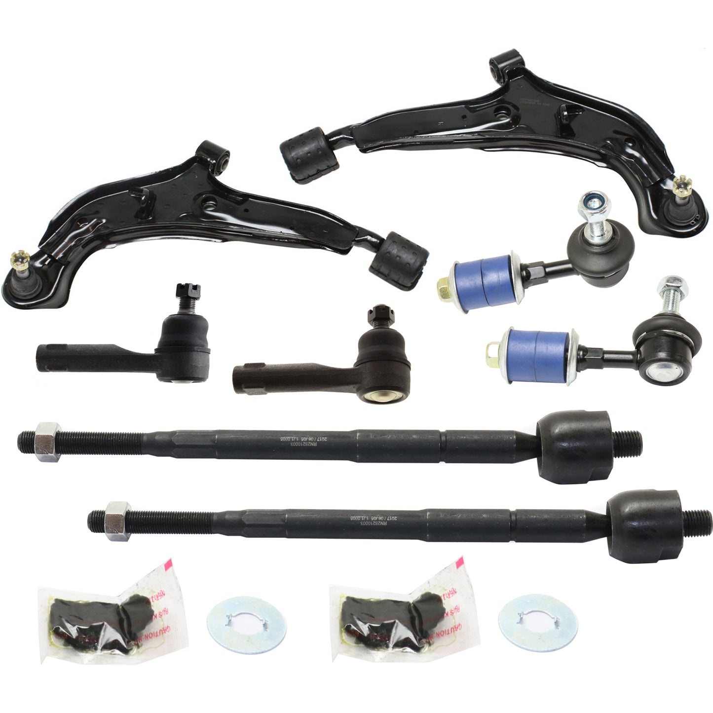 8-Piece Kit Front, Driver and Passenger Side Suspension Kit, Includes (2) Control Arm, (4) Tie Rod End and (2) Sway Bar Link