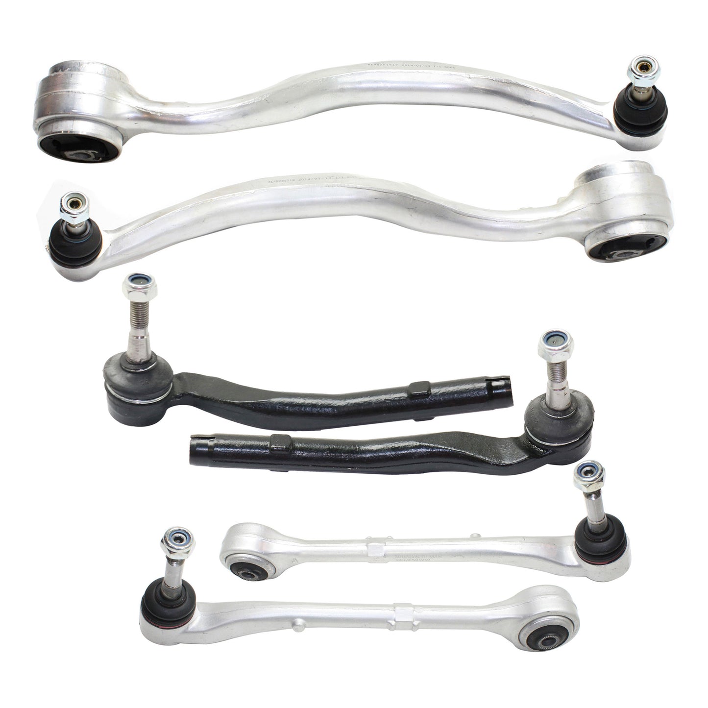 6-Piece Kit Front, Driver and Passenger Side Suspension Kit, Includes (4) Control Arm and (2) Tie Rod End
