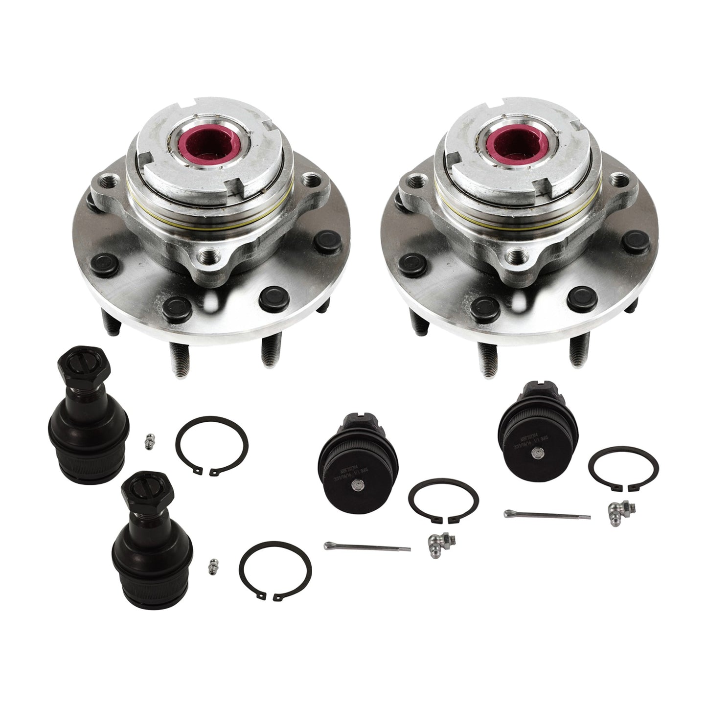 6-Piece Kit Front, Driver and Passenger Side Suspension Kit, 4WD, Includes (4) Ball Joint and (2) Wheel Hub