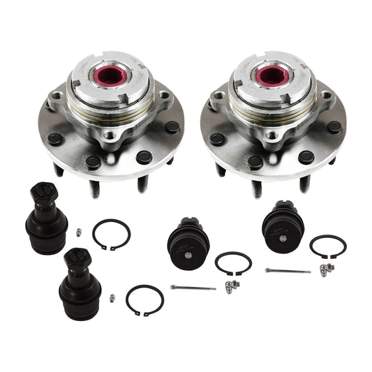 6-Piece Kit Front, Driver and Passenger Side Suspension Kit, 4WD, Includes (4) Ball Joint and (2) Wheel Hub