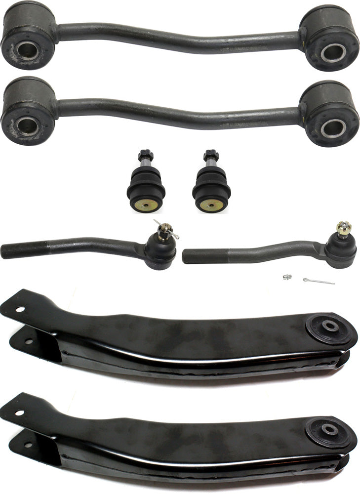 8-Piece Kit Front, Driver and Passenger Side, Upper Control Arm Kit, Includes (2) Ball Joint, (2) Control Arm, (2) Sway Bar Link, and (2) Tie Rod End