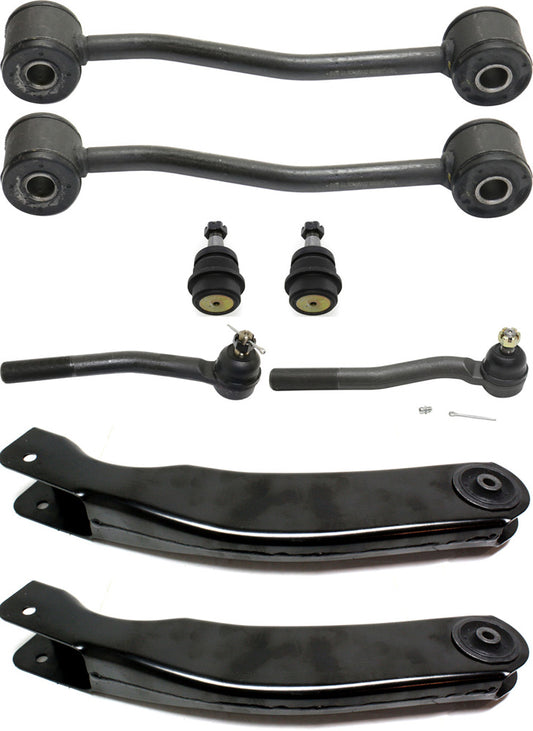 8-Piece Kit Front, Driver and Passenger Side, Upper Control Arm Kit, Includes (2) Ball Joint, (2) Control Arm, (2) Sway Bar Link, and (2) Tie Rod End
