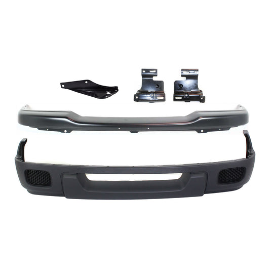 5-Piece Kit, Front Bumper, 4WD, Painted Black, Includes (1) Bumper, (3) Bumper Bracket, and (1) Valance