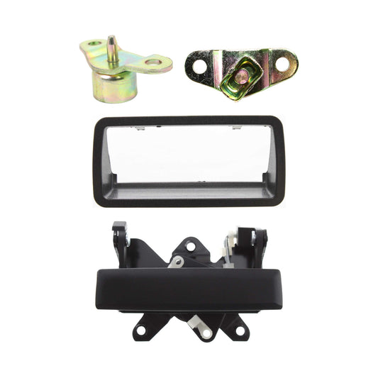 4-Piece Kit Tailgate Handle, Textured Black, Plastic, Without Camera Hole, Without Key Hole, Includes (2) Tailgate Handle and (2) Tailgate Hinge