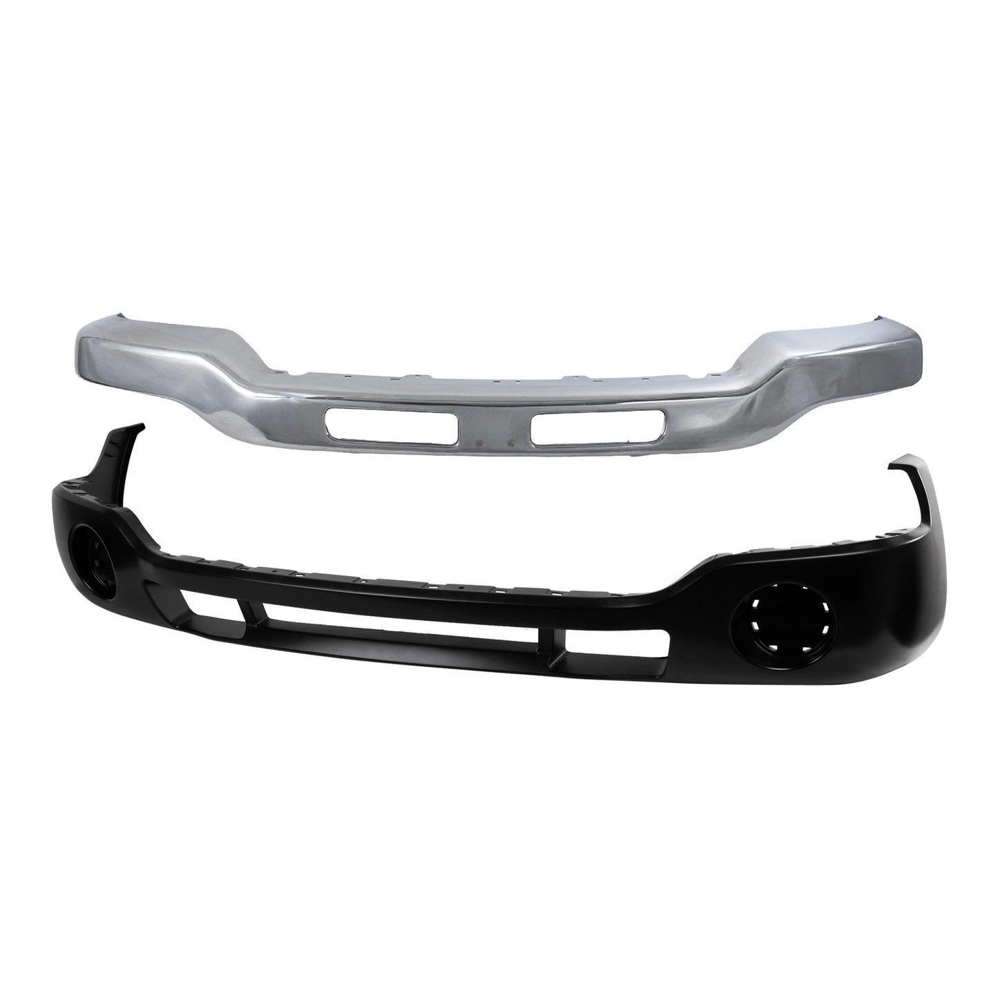 2-Piece Kit Front Bumper, Chrome, Includes (1) Bumper and (1) Bumper Cover
