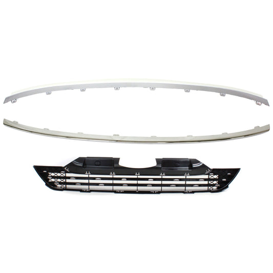 3-Piece Kit Bumper Grille, Japan Built Vehicle, Textured Black, Includes (1) Bumper Grille and (2) Grille Trim