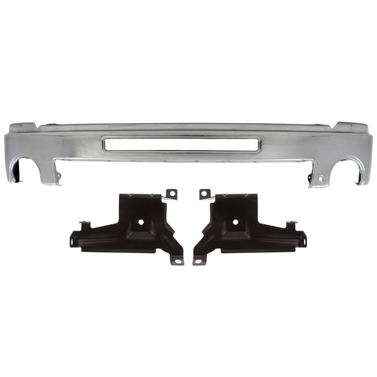 3-Piece Kit, Front Bumper, Chrome, Includes (1) Bumper and (2) Bumper Bracket