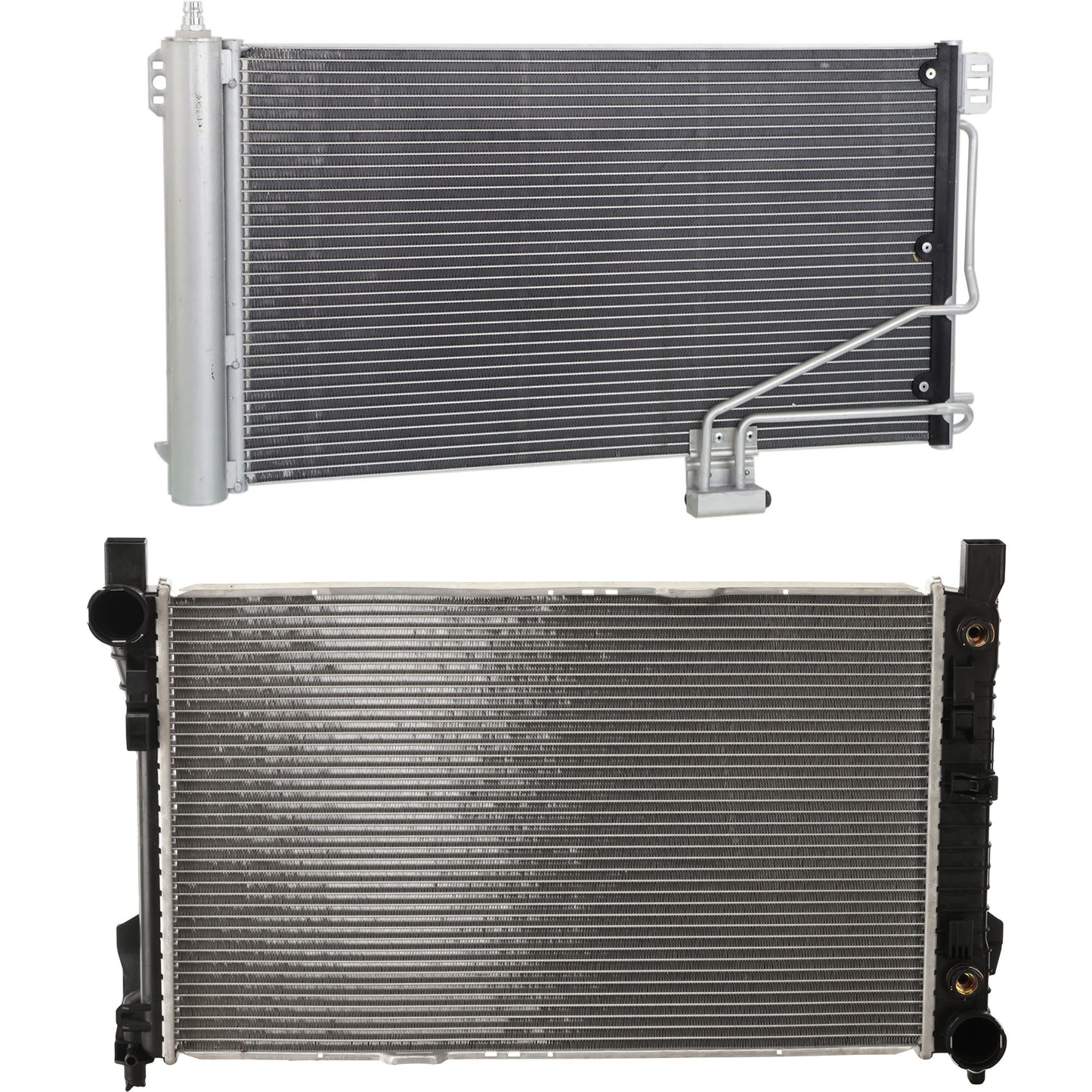 2-Piece Kit Radiator, Includes (1) Radiator and (1) A/C Condenser