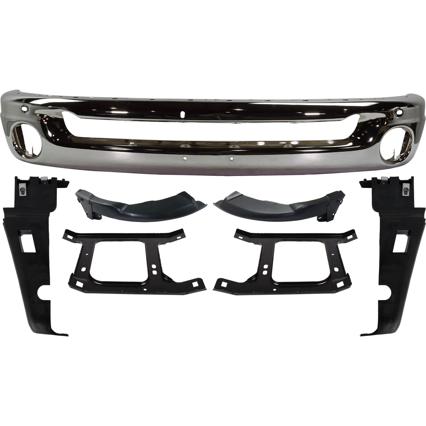 7-Piece Kit, Front Bumper, Chrome, Includes (1) Bumper and (6) Bumper Bracket