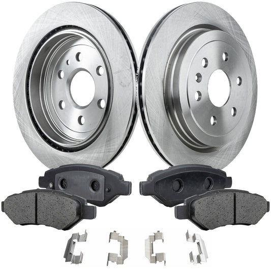 2-Wheel Set Rear Brake Disc and Pad Kit, Plain Surface 6 Lugs 315.47 mm Ceramic Pro-Line Series, Includes (1) Brake Pad Set and (2) Brake Disc