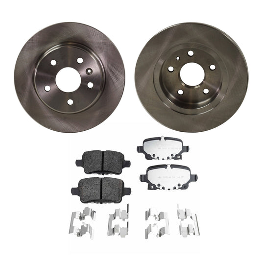 2-Wheel Set Rear Brake Disc and Pad Kit, Plain Surface 5 Lugs 263.91 mm Ceramic Pro-Line Series, Includes (2) Brake Disc and (1) Brake Pad Set