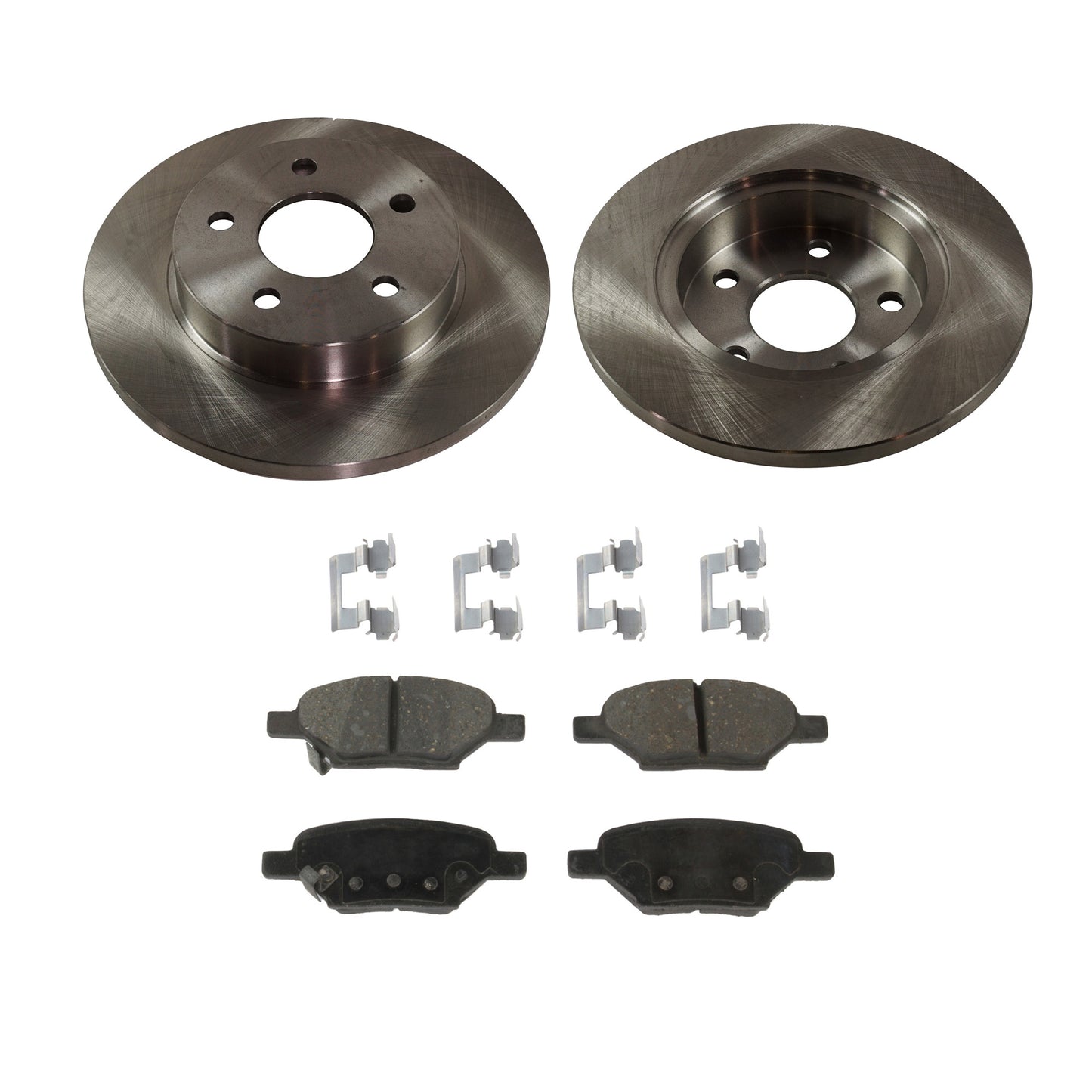 2-Wheel Set Rear Brake Disc and Pad Kit, Plain Surface 5 Lugs 270 mm Ceramic Pro-Line Series, Includes (2) Brake Disc and (1) Brake Pad Set