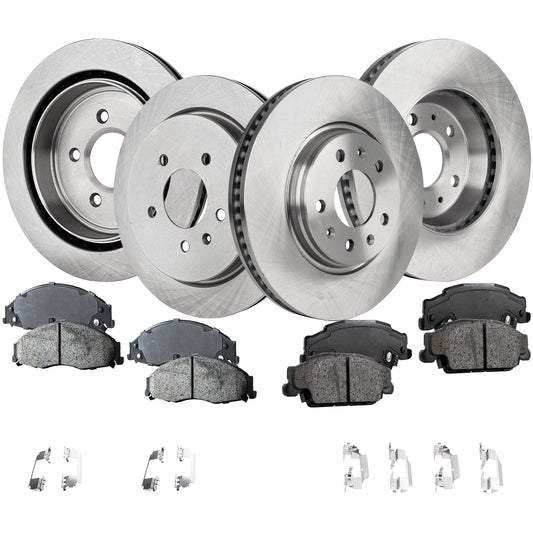 4-Wheel Set Front and Rear Brake Disc and Pad Kit, Plain Surface 5 Lugs Front-303.02 mm/Rear-297.94 mm Ceramic Pro-Line Series, Includes (4) Brake Disc and (2) Brake Pad Set