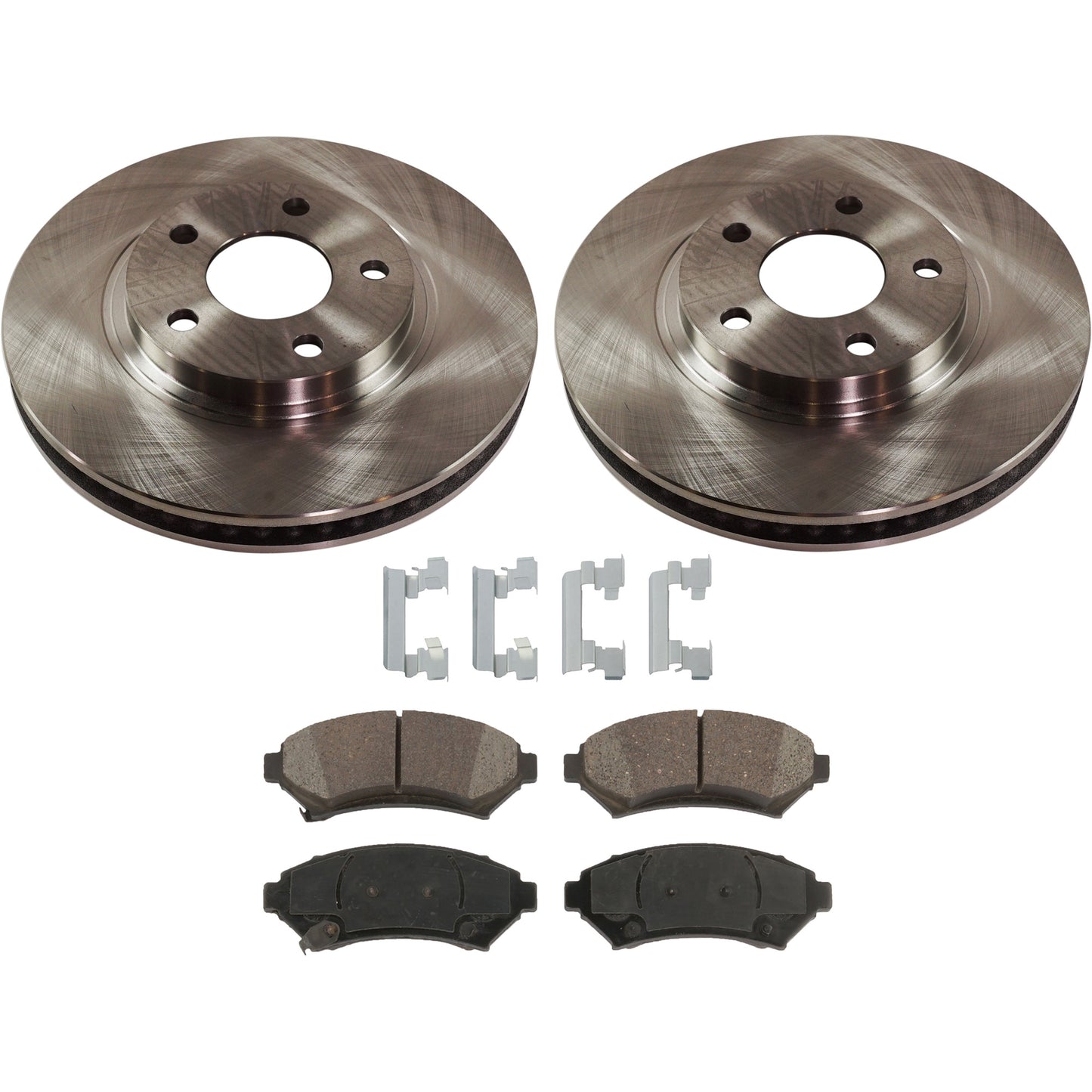 2-Wheel Set Front Brake Disc and Pad Kit, Plain Surface 5 Lugs 302.77 mm Ceramic Pro-Line Series, Includes (1) Brake Pad Set and (2) Brake Disc