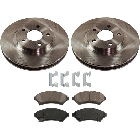 2-Wheel Set Front Brake Disc and Pad Kit, Plain Surface 5 Lugs 302.77 mm Ceramic Pro-Line Series, Includes (1) Brake Pad Set and (2) Brake Disc